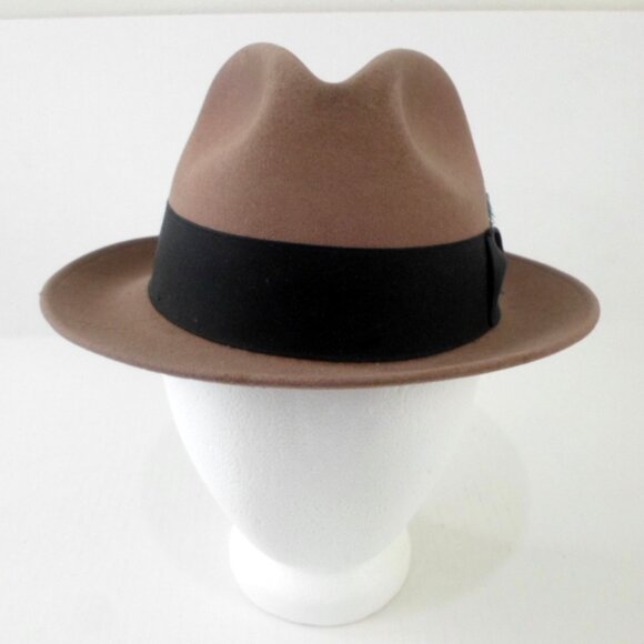 Vintage Bee Fedora Hat Tan Dyna Felt Wool Blend Mens 6 7/8 - Picture 2 of 12